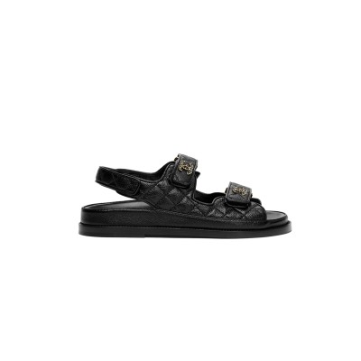 CHANEL SANDALS GRAINED CALFSKIN BLACK G35927